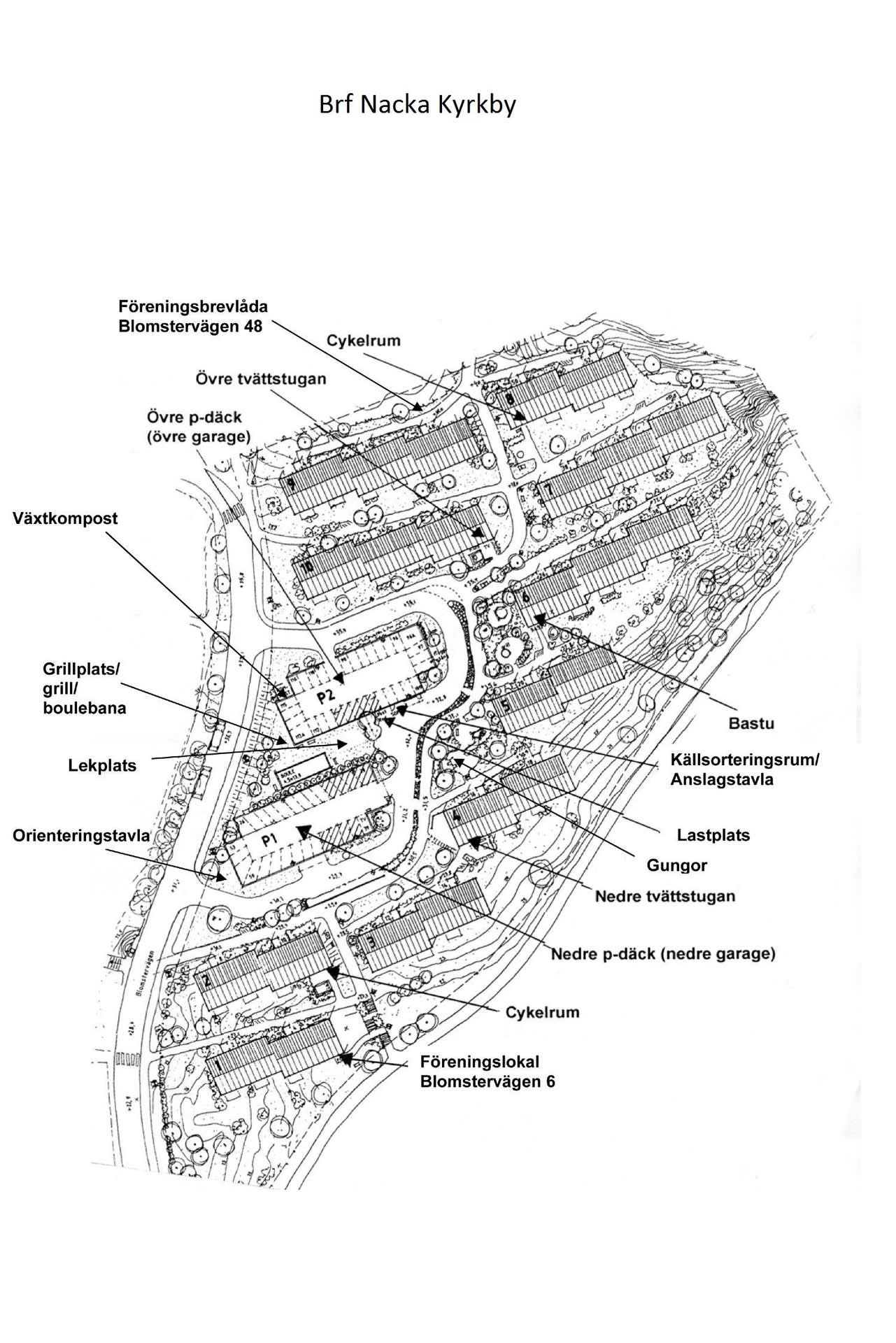 Karta över Brf Nacka Kyrkby