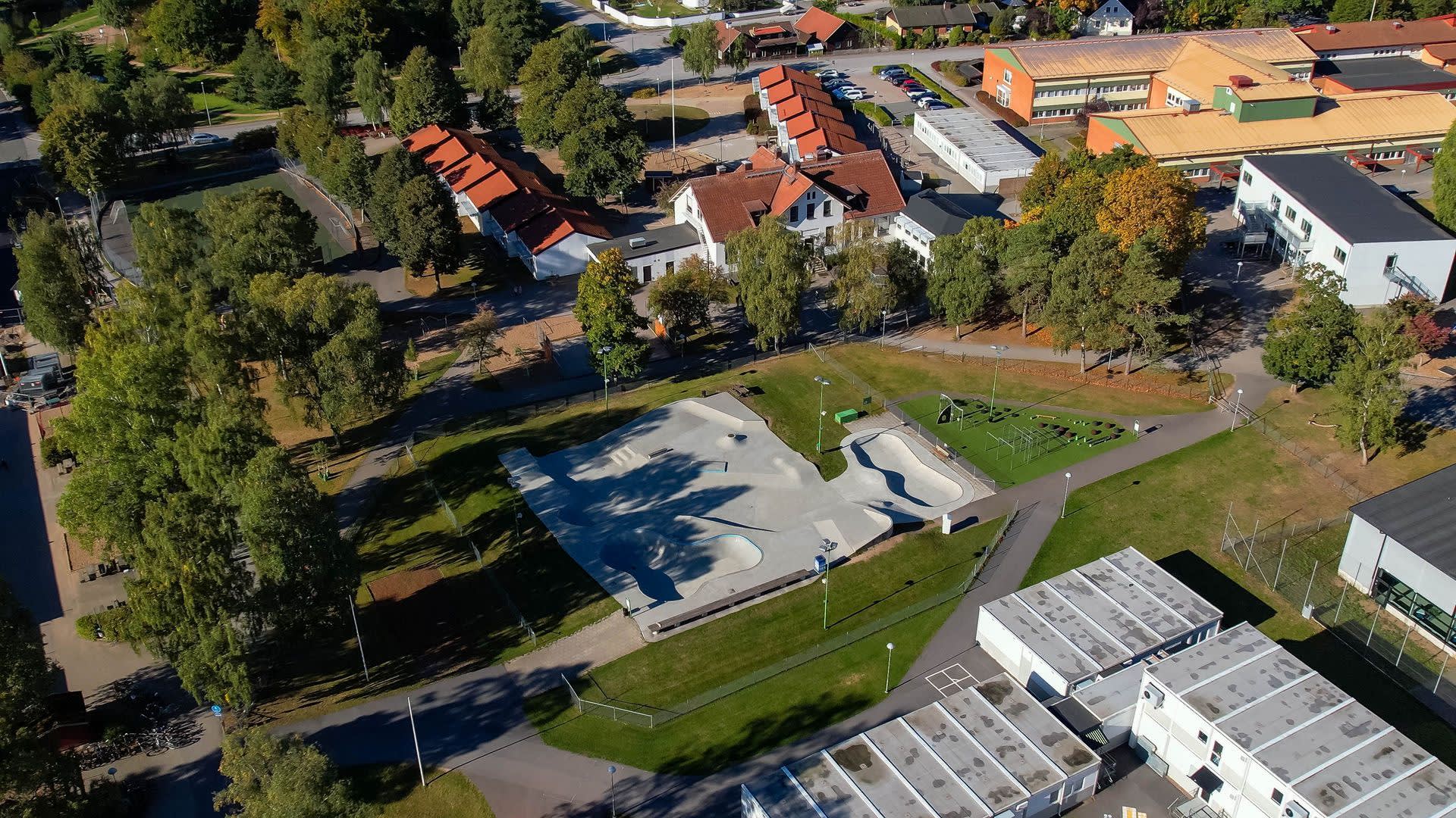 Skateparken samt skolor i centrala Höör.