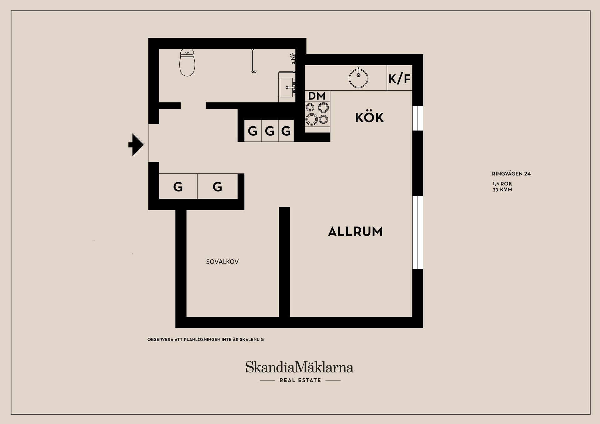 Planlösning ej skalenlig