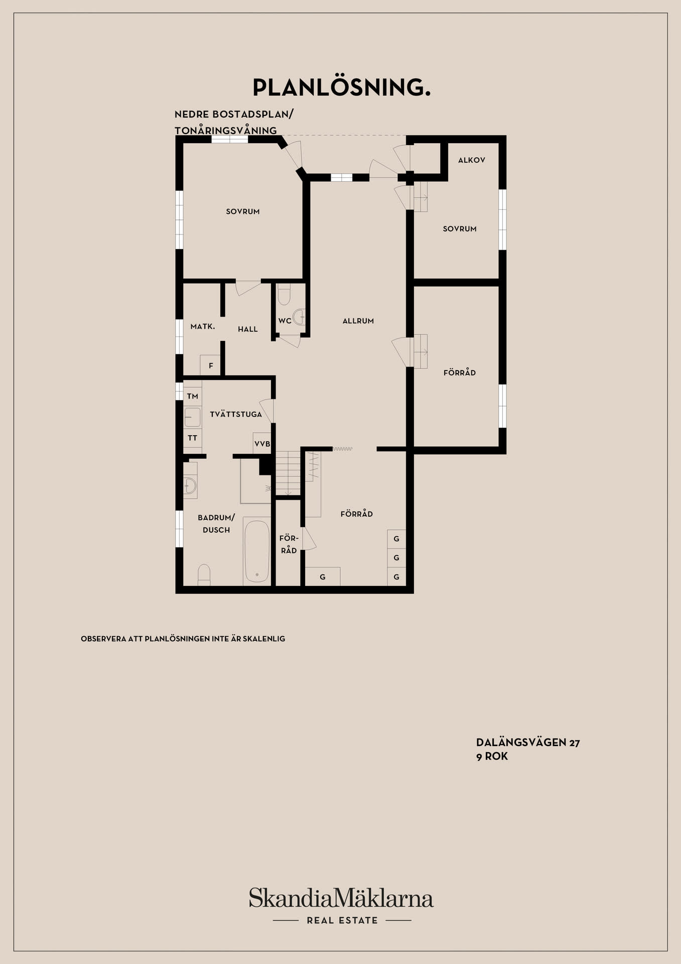 Planlösning, nedre bostadsplan